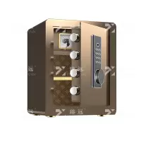 臻远 ZY40618098 小型保险柜密码保险箱全钢防盗保管箱 45cm咖色指纹密码款