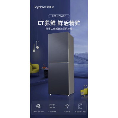 荣事达大两门BCD-271WGP天目蓝变频风冷冰箱