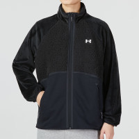 安德玛(Under Armour)男装新款立领拉链柔软丝绒保暖健身立领针织夹克1373872-001 ZP