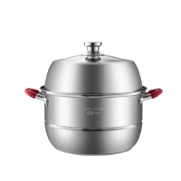 美厨蒸锅28cm304不锈钢2层蒸锅加厚复底汤蒸锅MCLP-604