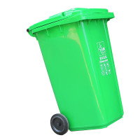 敏胤 户外带轮带盖挂车垃圾桶(新国标) JRJ240AV 240L 绿色 厨余垃圾标识
