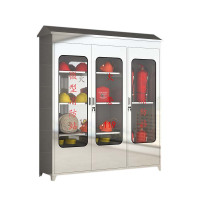 乙壬304不锈钢应急物资柜消防救援器材箱防护用品柜室外消防柜带雨棚1880*1500*400(加厚201材质)不含器材