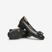 Bata浅口单鞋女春牛皮优雅百搭通勤软底单鞋27189AQ4