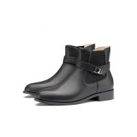 暇步士冬复古英伦风切尔西靴飒酷皮带扣女皮靴D4H02DD3