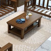 三圣 简约中式实木双层1.2长茶几办公室茶桌