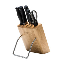 德世朗 FS-TZ006-6 威斯特六件套 切菜刀三德刀水果刀摩登剪刀磨刀棒柞木刀座