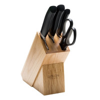 德世朗 FS-TZ006-5 威斯特五件套 切菜刀+三德刀+水果刀+摩登剪刀+柞木刀座