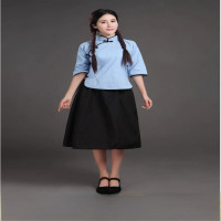民国女学生装五四青年装民国中山装亚麻演出服毕业照服装古装中山装