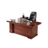 乙壬老板桌大班台总裁桌椅组合贴实木皮办公桌简约单人主管经理桌2.4米+侧柜+小柜+椅子