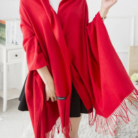 悠梦嘉居流苏纯色披巾大规格70*180披肩年会福利礼品馈赠