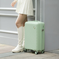 外交官时尚PP拉杆箱TSA密码锁万向轮行李箱DS-1322 20英寸登机箱 抹茶绿