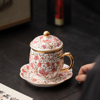 尾桥下窑珐琅彩香雪琼枝办公杯套装