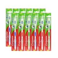 高露洁(Colgate)三重深洁细毛护龈牙刷家庭装 (中毛)三重深洁12支