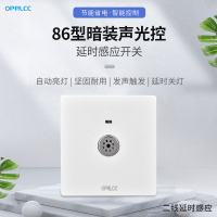 86型暗装声光控面板二线延时感应led节能灯物业声控开关 100W白色
