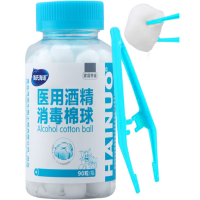 海 氏 海 诺 75%医用酒精消毒棉球 酒精棉球 90粒/瓶(镊子随机)