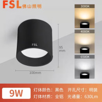 佛山照明(FSL) 熙凡系列明装筒灯 3寸-9W-白光-砂黑色