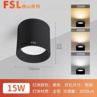 佛山照明(FSL) 熙凡系列明装筒灯 5寸-15W-白光-砂黑色