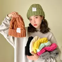 纯色日系麻花毛线帽子女韩版秋冬学生保暖护耳针织帽情侣百搭冷帽3759A