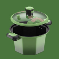 都市太太 JSYQWYG 江山云起时尚棱角微压锅 快速烹煮微压不粘汤锅 草绿色 5L