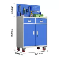 汇得立蓝色矮柜汽修工具车移动多功能工具车车间储物柜二抽带网工具车蓝色