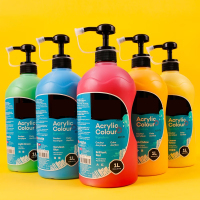 艾克思丙烯颜料1L大瓶手绘墙绘颜料涂料墙彩绘 大桶装 柠檬黄 1L