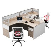 铭威盾职员屏风办公桌椅组合办公室财务桌隔断员工桌椅组合T型两人位含柜(不含椅)