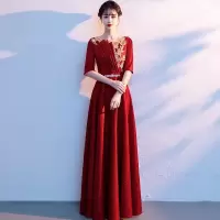 大合唱团演出服成人学生表演晚礼服 红色