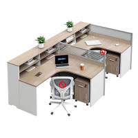 铭威盾职员办公桌员工位转角l型卡座电脑桌简约办公室桌椅组合F型2人位+活动柜