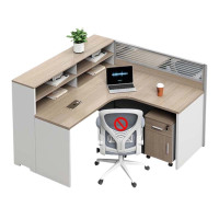 DXBG简约现代职员办公桌员工位转角l型卡座电脑桌办公室桌椅组合F型单人位+活动柜