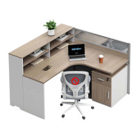 DXBG简约现代职员办公桌员工位转角l型卡座电脑桌办公室桌椅组合F型单人位+固定柜