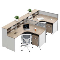DXBG简约现代职员办公桌员工位转角l型卡座电脑桌办公室桌椅组合F型2人位+活动柜+椅子