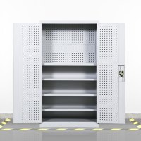 初嘉(CJ)五金重型工具柜储物柜收纳箱铁皮柜多功能零件柜带网工具柜灰白色