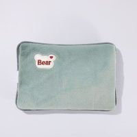 毛绒暖水袋插手热水袋 绿色 熊头