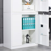 汇得立 保密柜钢制文件柜 分双节带抽智能指纹锁