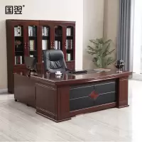 国翌 GY-BT-160876办公家具班台储物桌办公桌主管桌老板桌电脑桌红胡桃桌 1600*800*760mm