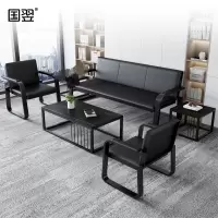 国翌 GY-SFCJ-176585沙发配茶几会客沙发办公沙发三人位沙发接待沙发黑色沙发 1750*650*850mm