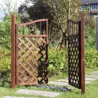质凡栅栏门防腐木门园艺双开篱笆门菜园院子门木围栏花园门户外木质