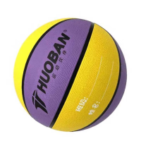 运动伙伴(MOTION PARTNER)6号篮球女子训练高弹耐磨橡胶篮球柔软紫黄彩色橡胶篮球 HB916