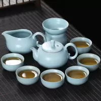 MULTIPOTENT 整套茶具汝窑开片可养金线功夫茶具套装茶壶套组10头礼盒装