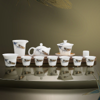 MULTIPOTENT整套茶具送礼精品白瓷套组羊脂玉冰种功夫茶具套装12头壶盖碗套组