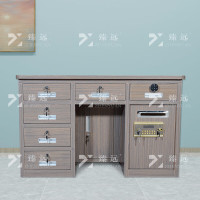 臻远BXZ-07钢制保险桌可投币收银财务桌1.2m黑枫木六斗电子锁