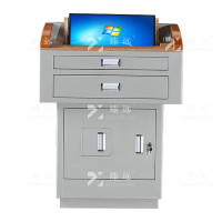 臻远 ZY-DMTYJT-10 多媒体电脑桌全木面豪华钢木结合款800*720*1000