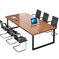 帅畅简约现代会议桌长桌办公家具工作台会议室长条桌办公桌椅组合1.8*0.9(米)带6椅