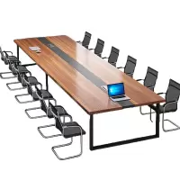 帅畅简约现代会议桌长桌办公家具工作台会议室长条桌办公桌椅组合3.5*1.4(米)带12椅