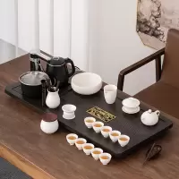 苏氏陶瓷(SUSHI CERAMICS)自动烧水壶一体年年有余茶盘茶台配整套高品质羊脂玉功夫茶杯