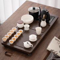 苏氏陶瓷(SUSHI CERAMICS)功夫茶具套装胡桃木色茶盘家用办公自动烧水壶一体茶具整套