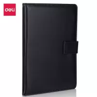 得力(deli)7942 商务笔记本 皮面笔记本带按扣记事本 会议记录本 25K 120张 黑色 单位:本