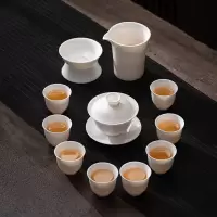 苏氏陶瓷(SUSHI CERAMICS)羊脂玉瓷丰亭三才盖碗礼盒套组 130ML