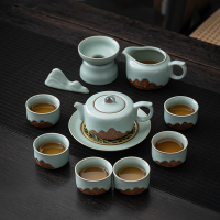 苏氏陶瓷(SUSHI CERAMICS)汝窑开片可养金线山行茶壶功夫茶具组