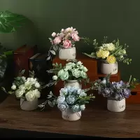 北欧ins绣球花陶瓷盆栽家居桌面装饰摆件仿真花